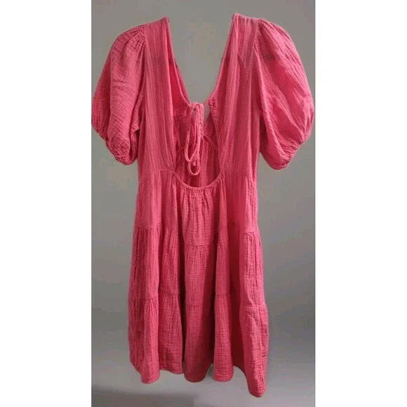 Xírena Nissa Mini Dress Pink Cotton Boho Tiered Summer Size Small Beach Vacation - Picture 10 of 10
